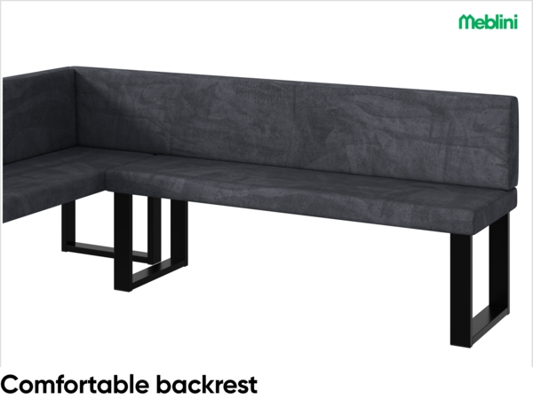 MEBLINI Eckbank für Esszimmer - Küchenbank - Essecke - Sitzecke Küche - TONI - U-Beine 142x196x87cm Links - Dunkelgrau Samt Bild 5