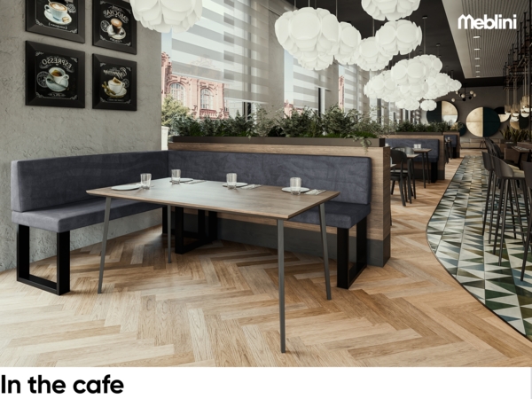 MEBLINI Eckbank für Esszimmer - Küchenbank - Essecke - Sitzecke Küche - TONI - U-Beine 142x196x87cm Links - Dunkelgrau Samt Bild 4