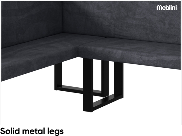 MEBLINI Eckbank für Esszimmer - Küchenbank - Essecke - Sitzecke Küche - TONI - U-Beine 142x196x87cm Links - Dunkelgrau Samt Bild 6