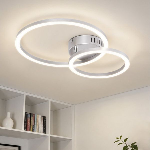 ZMH LED Deckenleuchte 23W Weiß Küchenlampe 3000K 40cm Warmweiß Modern Design 2-Ringe, LED fest integriert, led, modern, küche, wohnzimmer, schlafzimmer, design, flur