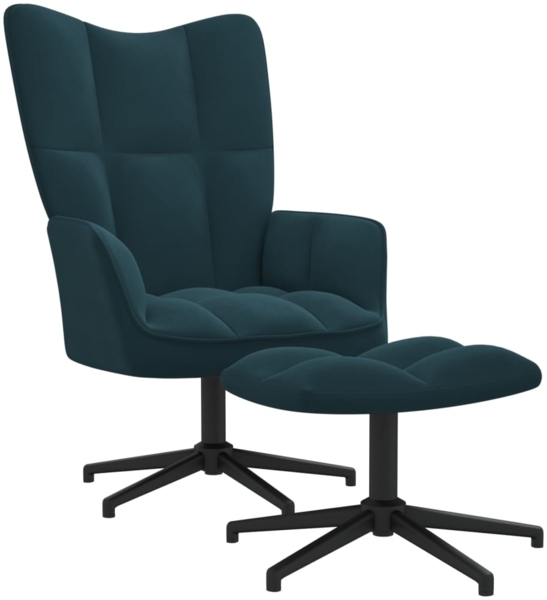 vidaXL Relaxsessel mit Hocker Blau Samt [328116]