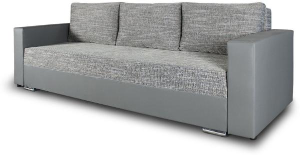 Schlafsofa Bird - Sofa mit Schlaffunktion und Bettkasten, Klappsofa, Schlafcouch mit Chromfüße, Couch, Couchgarnitur, Sofagarnitur (Grau + Grau (Dolaro 04 + Berlin 01))