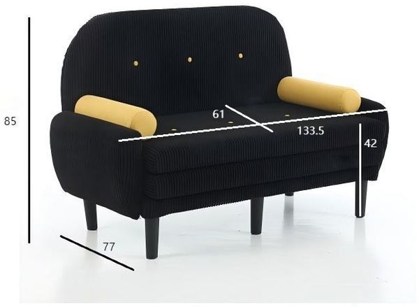 Multiform Sofa 3in1,Sofa-Bett verstellbar,Velours Sofa mit Nackenkissen,Metallrahmen,ergonomisch,zerlegbar,Gästebett,Lounge Sessel,Schwarz Bild 10