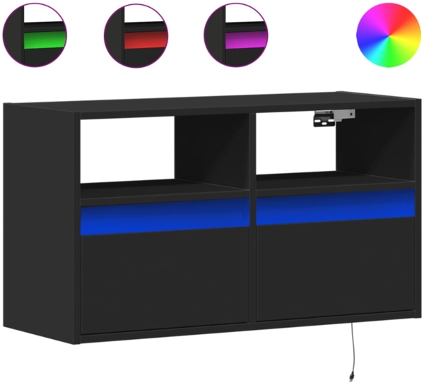 vidaXL TV-Wandschrank mit LED-Beleuchtung Schwarz 80x31x45 cm 852328