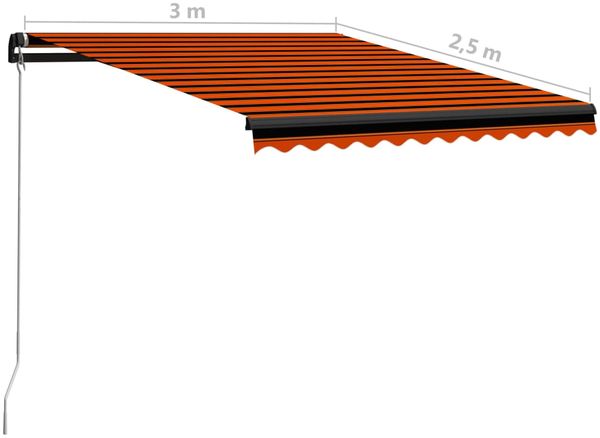 vidaXL Markise Manuell Einziehbar mit LED 300x250 cm Orange & Braun 3055223 Bild 11