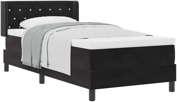 vidaXL Boxspringbett mit Matratze Schwarz 200 x 90 cm Polyester 3341398