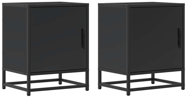 vidaXL Nachttische 2 Stk. Schwarz 40x31x50 cm Holzwerkstoff und Metall 848710