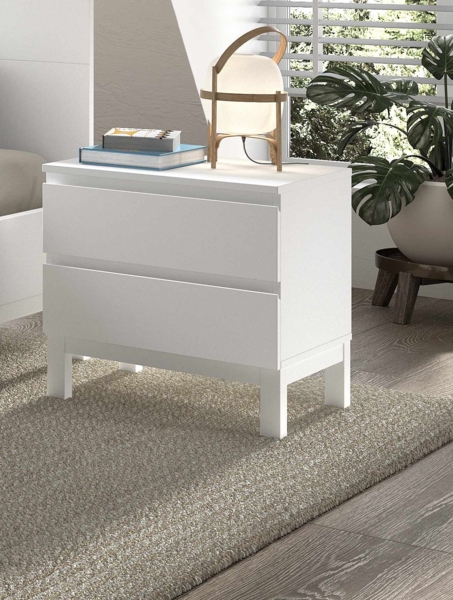 Nachtkonsole Eva 50 x 54 x 45 cm MDF Kiefer Weiß