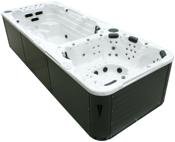 XXXL Luxus-LED Swim Spa, 580 x 230 cm, Whirlpool mit Gegenstromanlage, Outdoor-Schwimmbecken