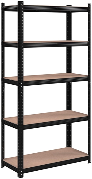 Songmics Schwerlastregal mit 5 Ablagen, Stahl / MDF, Schwarz, 90 x 180 x 40 cm