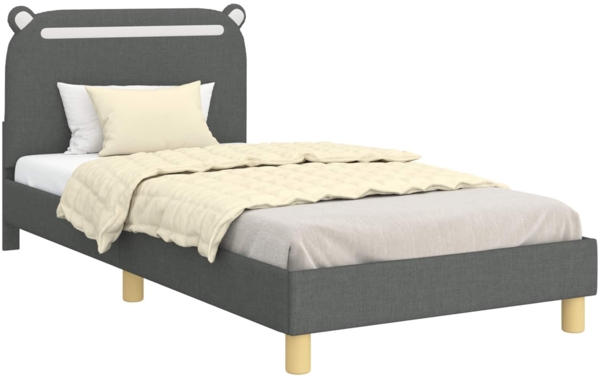 vidaXL Kinderbettgestell mit Kopfteil Dunkelgrau 90x200 cm Stoff 42011225