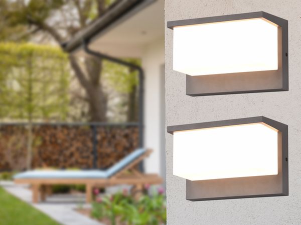 LED Außenwandleuchte 2er SET in Anthrazit & Weiß, Breite 23cm