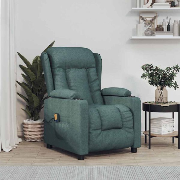 vidaXL Massagesessel Dunkelgrün Stoff, Drehbar [339064]