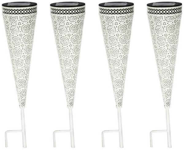 HTI-Living LED Solarleuchte Solarlaterne Petal 4er Set Luna Creme, LED, Solarleuchte Gartenleuchte
