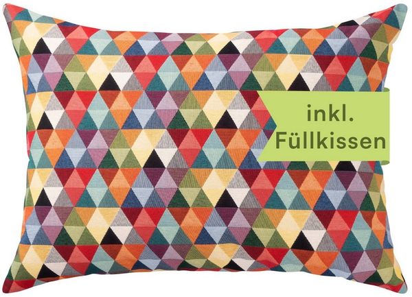 Selfitex Dekokissen XXL 60x80, inkl. Füllkissen, bunter Gobelin-Stoff, Sofakissen aus einer Baumwollmischung, für Bett und Couch.
