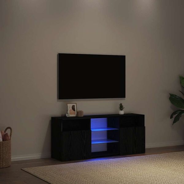 vidaXL TV-Schrank mit LED-Leuchten Schwarz Eichen-Optik 120x30x50 cm 862035