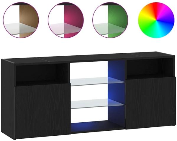 vidaXL TV-Schrank mit LED-Leuchten Schwarz Eichen-Optik 120x30x50 cm 862035