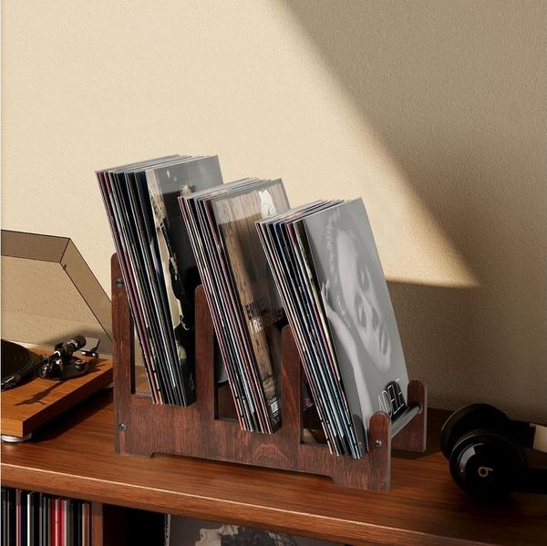 BlingBin CD-Regal Schallplattenständer, Prospekthalter Schallplatten Aufbewahrung, 1er Set 1-tlg, Holzalbum-Aufbewahrung Für Schallplatten, Alben, Bücher, Zeitschriften