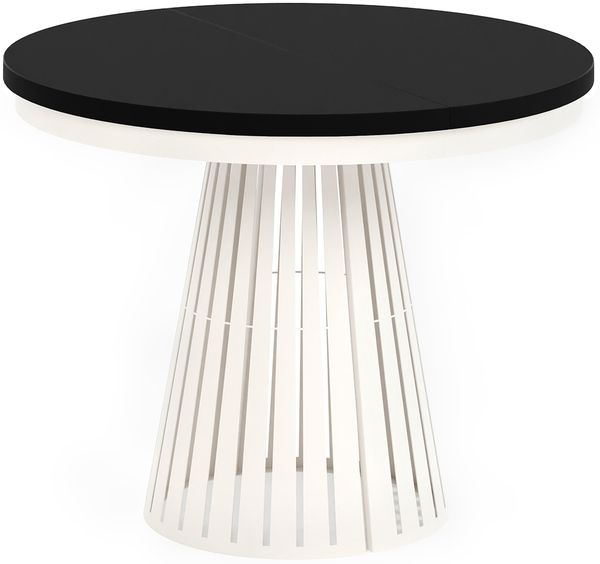 MEBLINI Esstisch Rund Ausziehbar aus Metall - 100-176x76 cm - CONEY - Schwarz Matt/Kaschmir - Loft - Esszimmertisch Modern - Küchentisch - Ausziehtisch - Round Dining Table