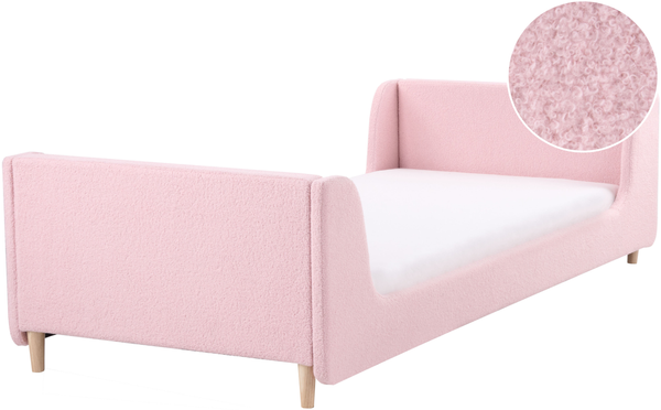 Kinderbett Bouclé LAYE 90 x 200 cm Rosa