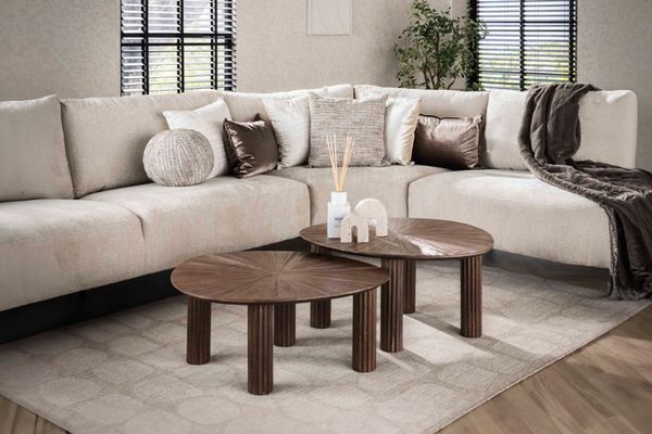KAWOLA Couchtisch INKA Set 2-tlg. Teakholz braun dreieckig 43 x 50 x 60 cm