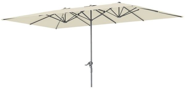 Outsunny Sonnenschirm mit Kurbel, 451 x 264 cm, UV Schutz 50+, LxB: 451x264 cm, Doppelsonnenschirm, windfest Gartenschirm, aus Aluminium, für Balkon, Terrasse, Garten, Cremeweiß