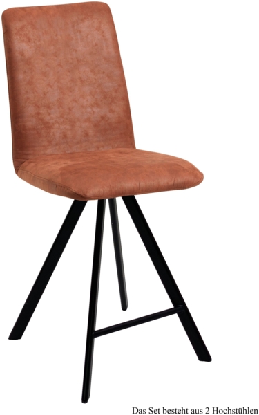 Thekenstuhl drehbar (2er-Set) Desirae 47x109x60 Schwarz/Cognac