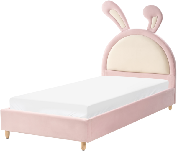 Kinderbett Kaninchen Samtstoff LALLIAS 90 x 200 cm Rosa