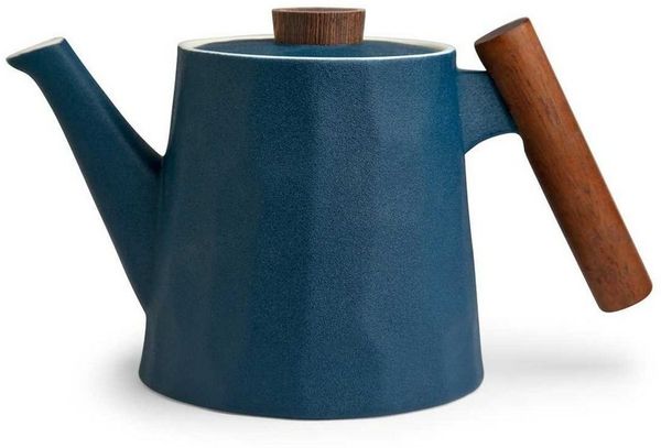 TeaLogic Teekanne Blu mit Holzgriff 1,2 L Porzellan, (1-St)