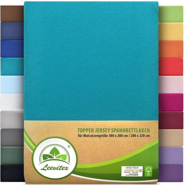 leevitex® Spannbettlaken Spannbettlaken Topperbezug Premium 170, Gummizug: rundum, extra schwere Ausführung, 180x200 - 200x220 cm, 100% Mako-Baumwolle