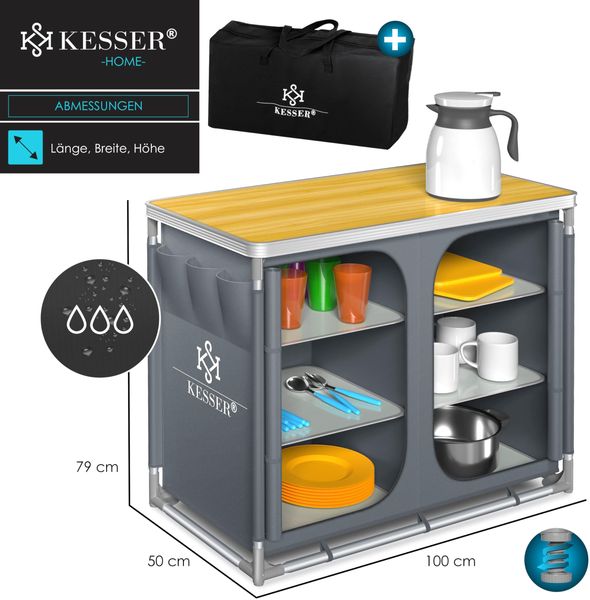 KESSER® Campingschrank, Campingküche mit Aluminiumgestell, inkl. Tragetasche , Kocherschrank für Camping , Campingmöbel , Outdoor Typ F6 (Grau) Bild 7