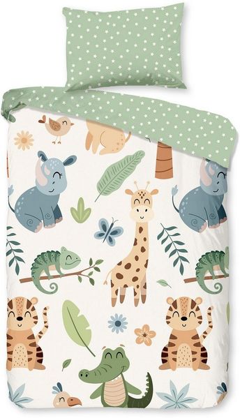 good morning Babybettwäsche Sabah, Renforcé, 2 teilig, Baumwolle, Renforcé, Wendeoptik, Kind, Baby, Tiere