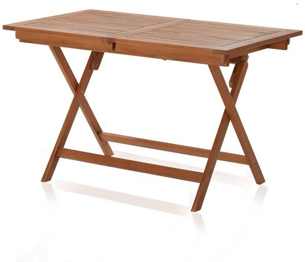 KHG Gartentisch Balkontisch 90x100 cm, ausziehbar auf 140 cm, bis 75 kg belastbar (Outdoor-Tisch mit Schirmloch), aus Eukalyptus-Holz, zum Schutz geölt, FSC-Zertifiziert