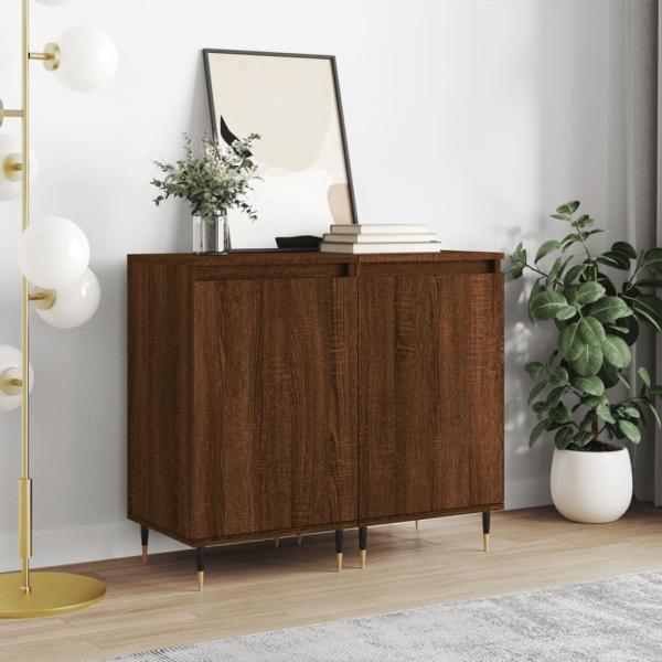 vidaXL Sideboards 2 Stk. Braun Eichen-Optik 40x35x70 cm Holzwerkstoff 831051