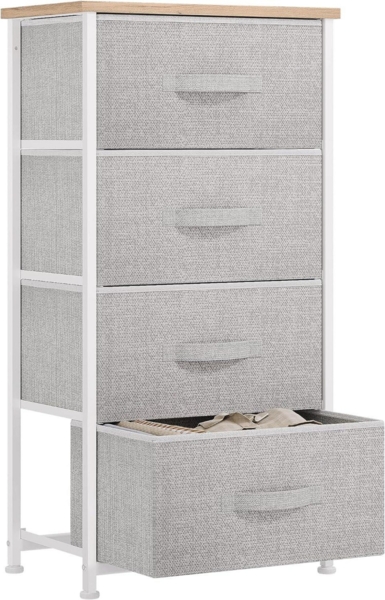 YITAHOME Schmaler Stoffkommode Stilvoller Hellgrau Schrank 4 Schubladen