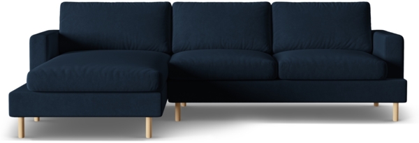 Micadoni Ecksofa Aliya 3-Sitzer Links Samt Dunkelblau