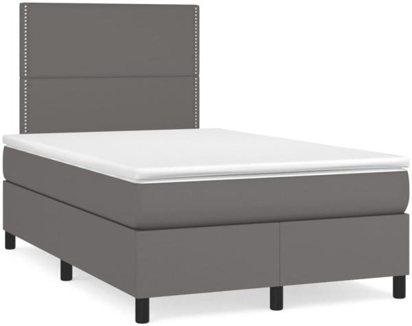 vidaXL Boxspringbett mit Matratze Grau 120x190 cm Kunstleder 3269975