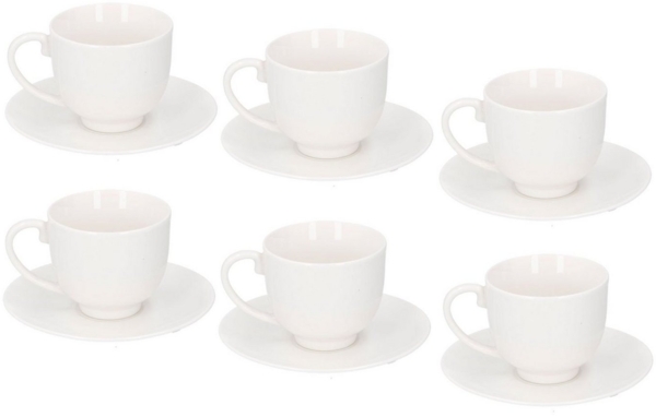 Spetebo Geschirr-Set Espresso Tasse mit Unterteller - weiß / 6er Set (6-tlg), 6 Personen, Porzellan, Kaffeetasse mit Untersetzer