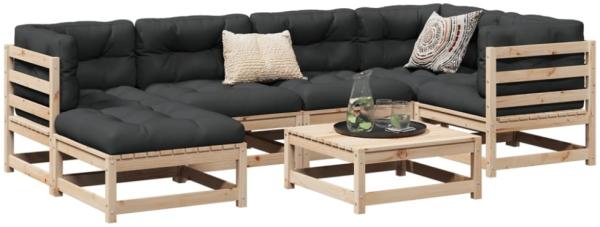 vidaXL 7-tlg. Garten-Sofagarnitur mit Kissen Massivholz Kiefer 3299534