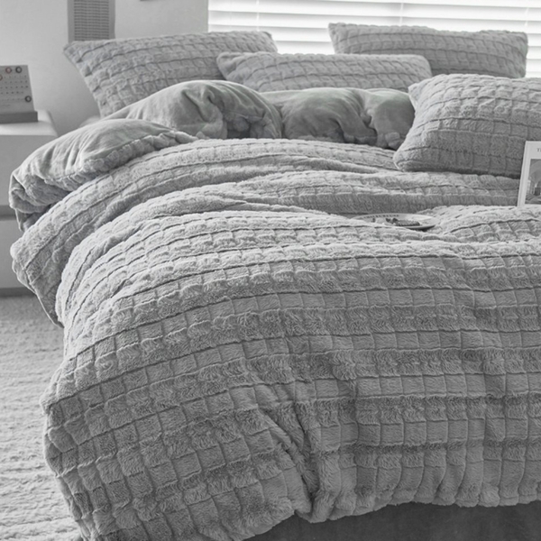 ibettertec Bettwäsche Winter Plüsch Bettwäsche,135x200cm,200x200cm,Flauschig,Warme Bettbezug, Kunstkaninchenfell Winterbettwäsche Wendebettbezug Kissenbezug 80x80cm Bild 5