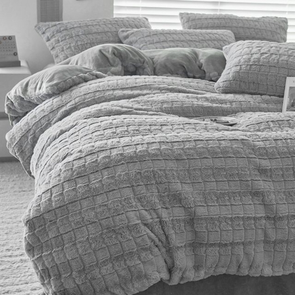 ibettertec Bettwäsche Winter Plüsch Bettwäsche,135x200cm,200x200cm,Flauschig,Warme Bettbezug, Kunstkaninchenfell Winterbettwäsche Wendebettbezug Kissenbezug 80x80cm Bild 4