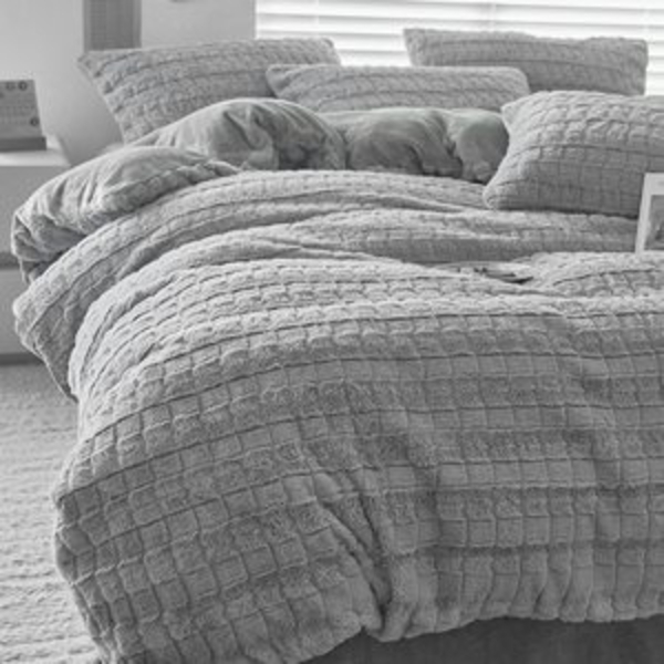 ibettertec Bettwäsche Winter Plüsch Bettwäsche,135x200cm,200x200cm,Flauschig,Warme Bettbezug, Kunstkaninchenfell Winterbettwäsche Wendebettbezug Kissenbezug 80x80cm Bild 6