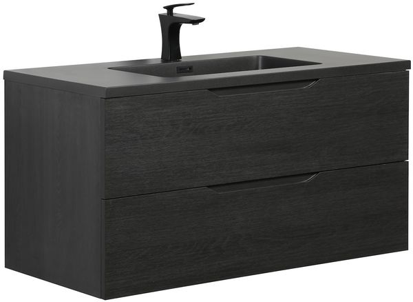 Badplaats Badmöbel Set mit Waschbecken und Unterschrank Cairo 100 x 48 cm Schwarz Eiche - Waschbeckenunterschrank mit Soft-Close und Waschbecken, Vorgemontiert