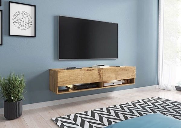 Lowboard TV-Unterschrank 140x32x30cm grifflos Farbe: braun