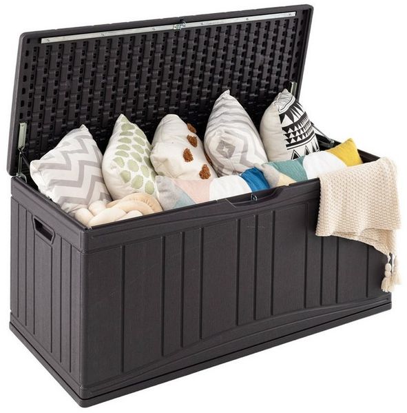 COSTWAY Auflagenbox, 300L Gartenbox mit Gasdruckfedern, abschließbar