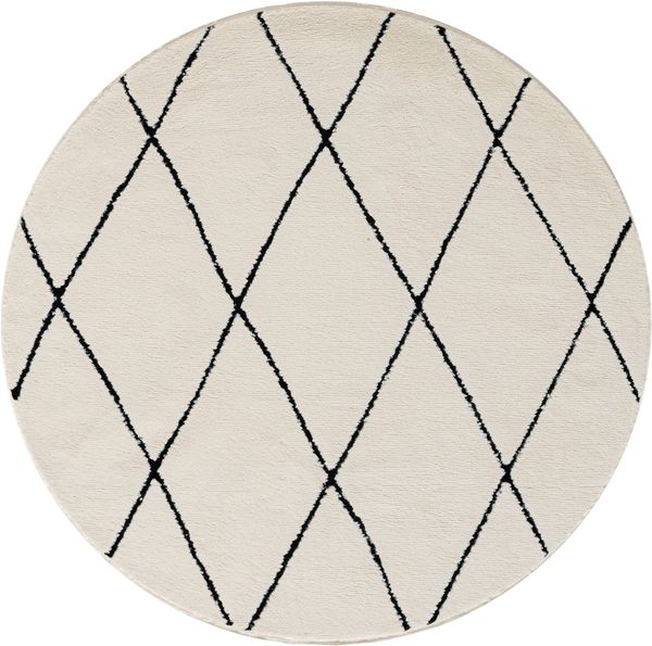 Myflair Möbel & Accessoires Hochflor-Teppich Moroccan Diamond, rund, Höhe: 24 mm, modern, marokkanisches Design, Rauten Muster, weich, mit Fransen
