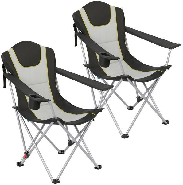 HOMECALL Campingstuhl mit Liegefunktion camping klappstuhl gepolstert gartenstuhl (Getränkehalter, Gepolstert, bis 150KG, 2 St), 3 fach Verstellbare Rückenlehne