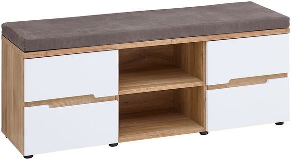 Garderobenbank vito Clyde, Holzwerkstoff, Weiß, Holzfarben, 120 x 48 x 38 cm