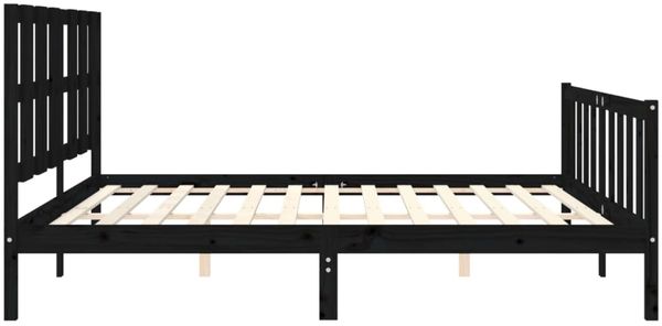 vidaXL Massivholzbett mit Kopfteil Schwarz 200x200 cm 3192255 Bild 7