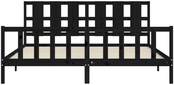 vidaXL Massivholzbett mit Kopfteil Schwarz 200x200 cm 3192255 Bild 6